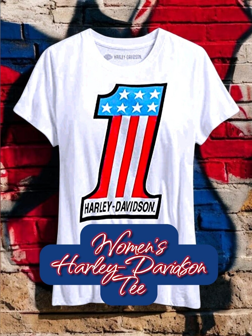 NWOT Women's Harley-Davidson Retro #1 Short Sleeve Jersey Cotton Tee Size XL